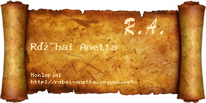 Rábai Anetta névjegykártya
